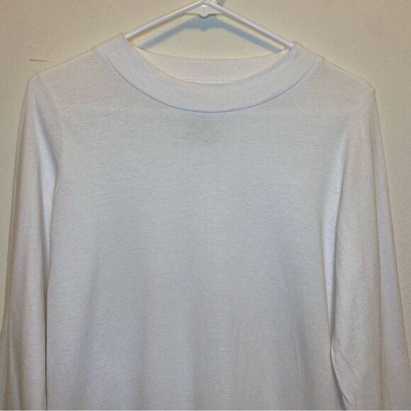 WILDFANG Crewneck Long Sleeve Basic Cotton T-Shirt in White Sz Medium Unisex - Picture 2 of 6